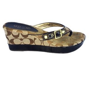 COACH "GRACY" THONG WEDGE SANDAL  SZ 9 medium